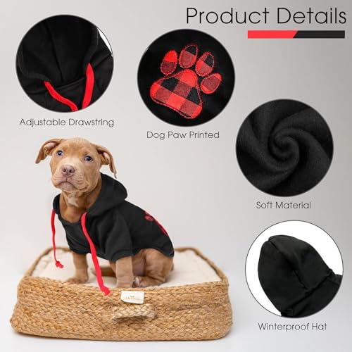 Dog Hoodie,Flannel Pet Hooded Sweater with Hat Puppy Pullover Sweater Shirt,Dog (Black,2XL) - color: Black, size: XX-Large