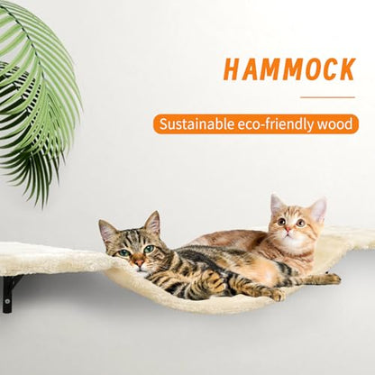 Wall-Mounted Cat Climber Set with Climbing Shelves, Perches, Bridge,Hammock,Scratching Board & Ball - 7 Pcs Wood Indoor Cat Furniture for Kittens Play (Dark Grey) - color: dark grey