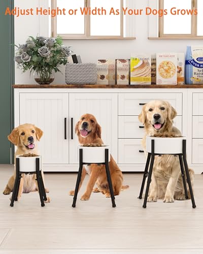 Raised Dog Bowl Stand for Large Dogs Adjustable Elevated Dog Bowl Fits 6-10" Bowls, Height Adjustable to 7.5-15" Tall,Single Food and Water Stand Feeder(Bowl not Included)
