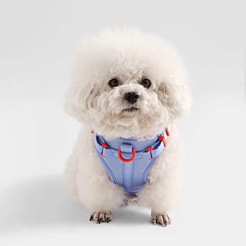 HNS1001E Arlo Small Adjustable Soft Padded No Pull Pet Harness with 3 Buckles and 3 Leash Clips, Sangria - color: Periwinkle, size: Small (Chest: 14 - 22")