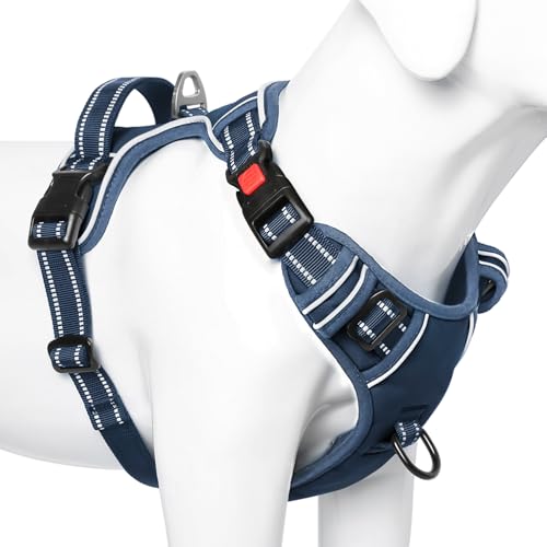 Dog Harness Small Sized, No Pull Pet Harness with Neck Lockable Snap,No Choke Front Clip Dog Reflective Vest,Adjustable Metal Rings 3 Buckles,Easy Control Handle for Small Dogs Royal Blue S - color: Lock Royal Blue, size: Small (Pack of 1)