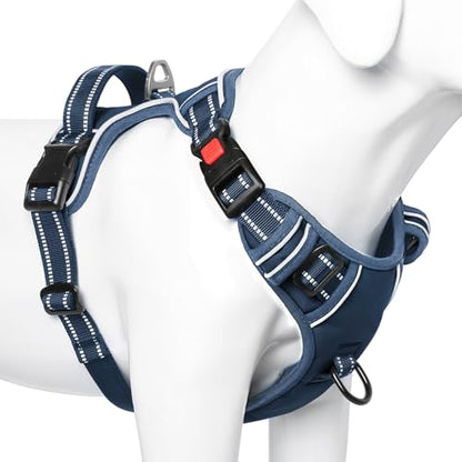 Dog Harness Small Sized, No Pull Pet Harness with Neck Lockable Snap,No Choke Front Clip Dog Reflective Vest,Adjustable Metal Rings 3 Buckles,Easy Control Handle for Small Dogs Royal Blue S - color: Lock Royal Blue, size: Small (Pack of 1)
