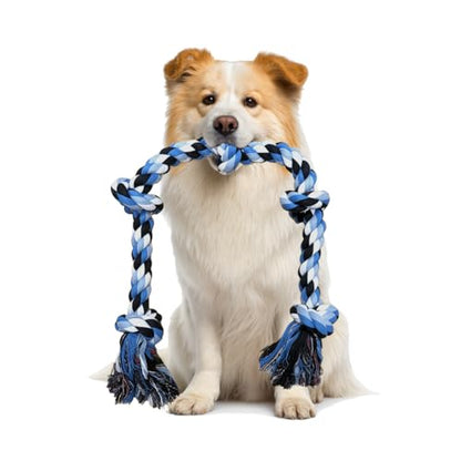 Dog Rope Toys for Large/Medium Aggressive Chewers,Tough Cotton Chew Toy,5 Knots 2.7Feet Indestructible,Knots Extra Tough Cotton Dog Ropes for Medium Large Dogs,Toy Teeth Cleaning