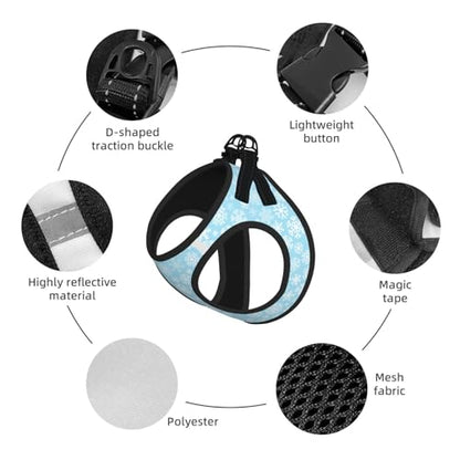 Christmas Snowflakes White Blue Pet Harness Escape Proof Dog Harness Adjustable Mesh Padded Reflective Dog Vest Harness and Leash Set Small - color: Style 1, size: Small