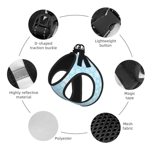 Christmas Snowflakes White Blue Pet Harness Escape Proof Dog Harness Adjustable Mesh Padded Reflective Dog Vest Harness and Leash Set Large - color: Style 1, size: Large