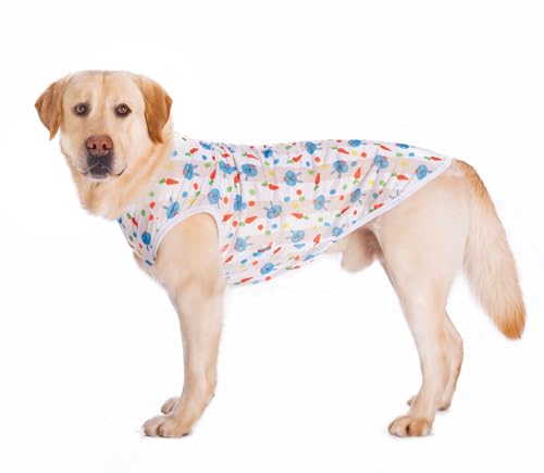 HDKUW Pet Clothes,Dog Summer T-Shirt Cool Breathable Sunscreen Dog Vest Clothes Outfit Costume for Medium Large Dogs Blue Rabbit XL - color: Blue Rabbit, size: XL