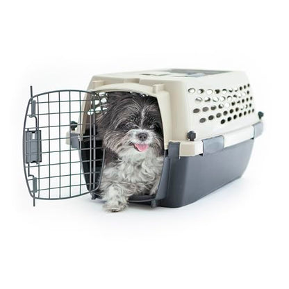 Petmate Vari Dog Kennel Portable Airline-Friendly Carriers & Crates for Small Dogs and Puppies, Durable Plastic, Pet Carrier For Home and Travel, XS Extra Small 19" For Dogs Up To 10 Lbs, Taupe - size: 19.0"L x 12.5"W x 10.8"H