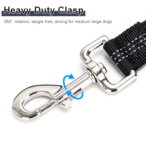 5FT Bungee Dog Leash with 2 Handles, Reflective Strong Nylon Traffic Leash, Shock Absorbing Lead for Large Medium Dogs Walking Training Controlling, Black - color: Black