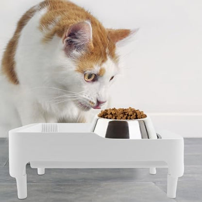 Elevated Pet Food Stand Adjustable Height - Ergonomic Cat & Dog Feeder Shelf with Storage Drawer | Compatible with Automatic Feeders, Protects Neck Health | Durable Snack Organizer for Treats & Food