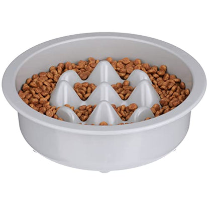 The Niner Slow Feed Bowl - Raised Peaks Slow Down Pets Eating - Fits Elevated Feeders Including Neater Feeder Large Sizes - Gentle on Teeth and Gums - Holds up to 2 Cups (Silver) - color: Silver