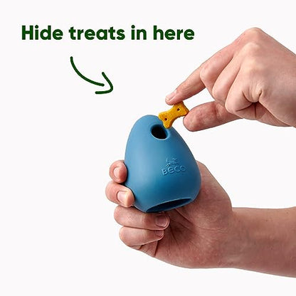 Beco Natural Rubber Bouncy, Chewy & Fillable Boredom Buster Dog Toy, Rolls & Wobbles Stuff with Multiple Fillable Holes, Blue (Pack of 2) - size: Pebble (Pack of 2)