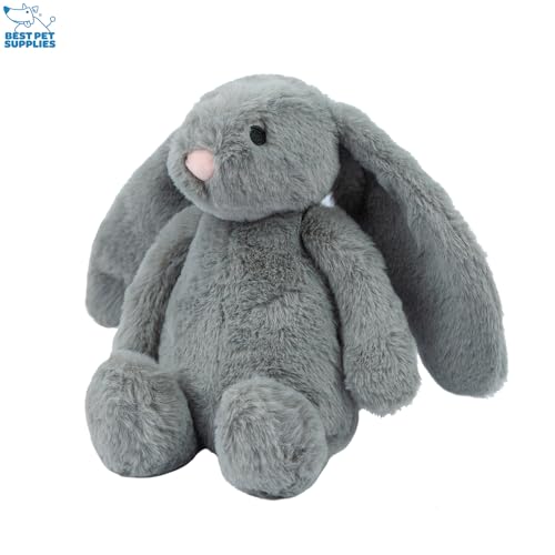 Best Pet Supplies Interactive Squeaky Dog Chew Toy, Ideal Dog Toys for Chewers, Small, Medium & Large Dogs, and Fetch Lovers - Bunny (Beige, Gray), Large - color: Bunny (Beige, Gray), size: Large