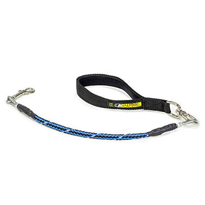 Chew Proof Dog Leash, 30" Medium Duty with Padded Handle and Reflective Black/Blue/Silver Weave Poly Sheath - Alpine Outfitters