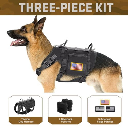 Dog Harness Medium Sized,Tactical Dog Harness with Handle,No Pull Military Style Service Dog Vest with Pockets Adjustable for Medium Dogs,Black,Chest 19.5-41.5" - color: Black, size: M:Chest 22-35",Fit 30-80lbs