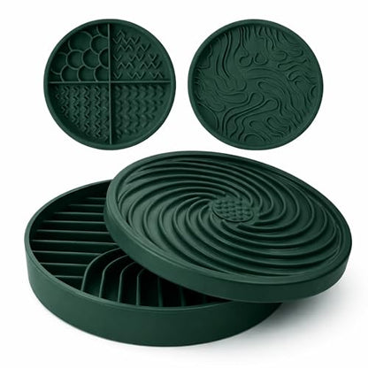 4-in-1 Slow Feeder Dog Bowl and Lick Mat Set, 1 Base and 3 Interchangeable Textured Lids, Suction Base, BPA-Free Silicone, Dishwasher Safe