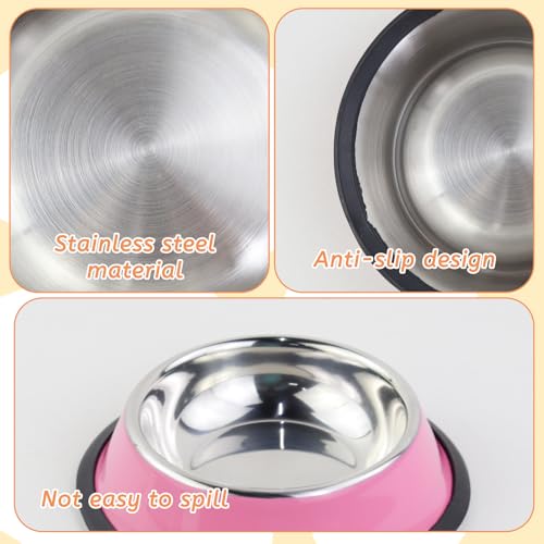 Cute Stainless Steel Dog Bowl, Practical Non-Slip Pet Food Water Bowl for Cats and Small Dogs, Portable Kitten Snack Feeding Bowls with Removable Rubber Base for Travel, Daily Use (Red) - color: Red