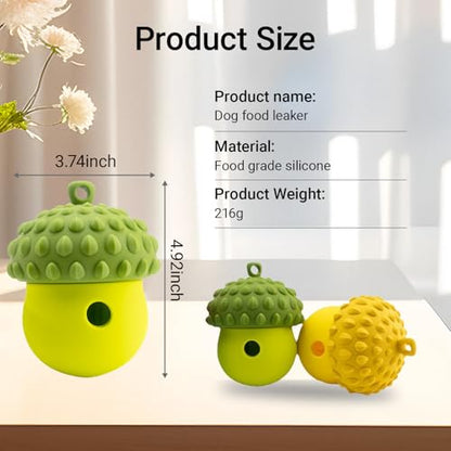 Dog Puzzle Toy Dispenser - Interactive Dog Toys for Large & Medium Breeds - Mental Stimulation Ball with Detachable Lid - Food-Grade Silicone Toy for Stress Reduction - color: green