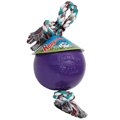 Jolly Pets Romp-n-Roll Rope and Ball Dog Toy, 8 Inches/Large, Purple, Large Breeds - color: Purple, size: Large (8 in)