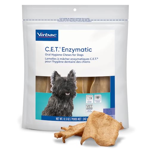 Virbac C.E.T.® Enzymatic Oral Hygiene Chews for Dogs, Small - Plaque & Tartar Control - Single Layer Beefhide with Exclusive Dual-Enzyme System & Tasty Chicken Flavor - Easy to Give Dog Dental Chew - size: 8.5 Ounce (Pack of 1)