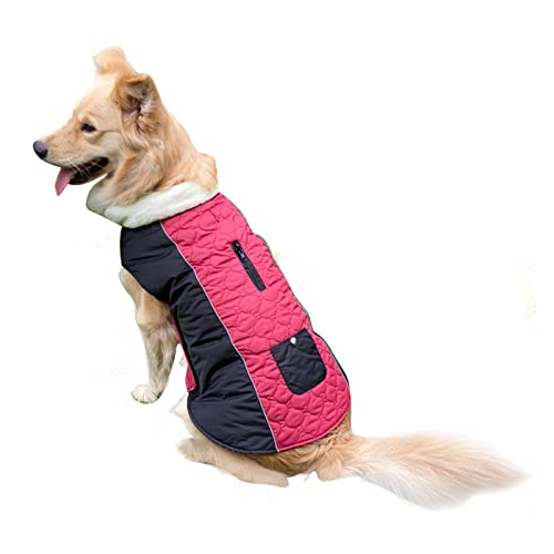 PETCUTE Reversible Winter Dog Coats,Waterproof Warm Pet Clothes with Harness Hole,Windproof,Adjustable Lightweight Dog Jacket for Small Medium Dogs,Reflective Dog Apparel for Cold Weather - color: Red, size: S