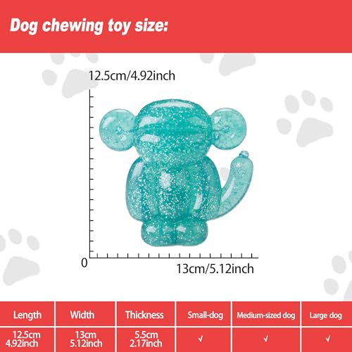 Monkey Dog Chew Toy, Indestructible Dog Rubber Toy for Medium & Large Dogs, Tough No Stuffing Puzzle Toy, Anxiety Relief & Dental Care, Interactive Cognitive Toy, 4.92inch (Green) - color: GREEN