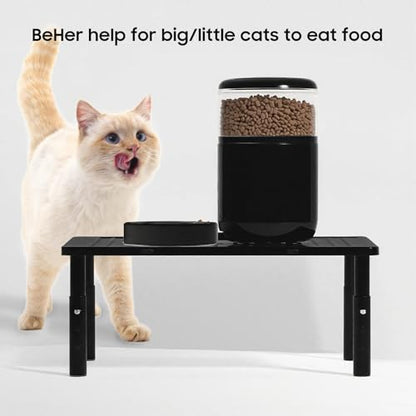 W‌SOWX Adjustable Automatic Cat Feeder Stand - Non-Slip Elevated Holder for Cats/Puppies, Fits Most Automatic Feeders & Water Dispensers, Black(Holder ONLY) - color: Black