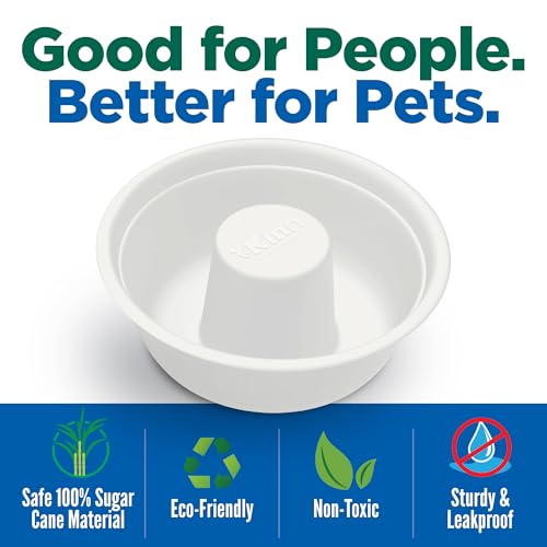Kinn Slow Feeder Dog Bowl, Disposable Pet Food Dish to Slow Down Eating Dogs, Frame Refills, for Travel, Boarding, or Crate, Compostable Pet Travel Bowl, No Plastic, Leakproof, 4 Cups (12 Count) - size: 12 Refills
