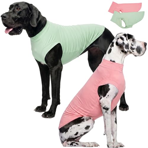 2Pack Dog Shirts, Breathable Dog Cooling Shirt For Large Dogs, Sun Protection Dogs Cooling Vest Tank Tops, Lightweight Soft Stretchy Sun Shirts, Sleeveless Summer Pet Clothes - Green + Pink 5XL - color: Pink+Green, size: Xxxxx-large