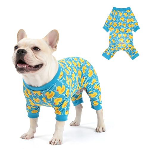 SCENEREAL Cooling Sunblock Dog Clothes for Small Medium Dogs, UPF 50+ UV & Insect Protection Quick Dry Dog T Shirts for Outdoor, Jumpsuit Pet Pajamas, Dirt-Resistant Shedding Control Onesie - color: Yellow Duck, size: M