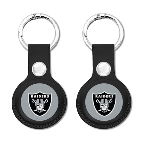 NFL LAS Vegas Raiders Keychain Apple AIR TAG Holder 2-Pack for Dogs & Cats, Case for Apple Airtag Tracker, GPS Dog Tracking Device Pendant Holder - color: LAS VEGAS RAIDERS, size: 2 Pack, style: KeyChain Ring Buckle