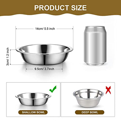 Mimorou 10 Pcs Stainless Steel Cat Bowls Bulk, Small Dog Shallow Food Bowls Replacement Metal Cat Dishes for Pet Food and Water, Dishwasher Safe(5.5 Inch Diameter)