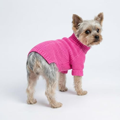 Fitwarm Valentines Dog Turtleneck Sweater, Dog Winter Clothes for Small Dogs Girl, Knitted Pet Coat, Cat Outfit, Hot Pink, XS - color: Rose Red, size: X-Small