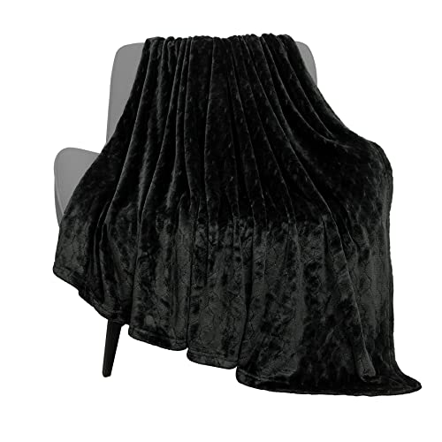 TOONOW Fleece Blanket Fuzzy Plush Throw Blanket 50" x 60", Super Soft Fluffy Bed Blanket Geometric Pattern Comfy Microfiber Flannel Blankets for Couch, Bed, Sofa, Black - color: Black, size: Throw-50" x 60"