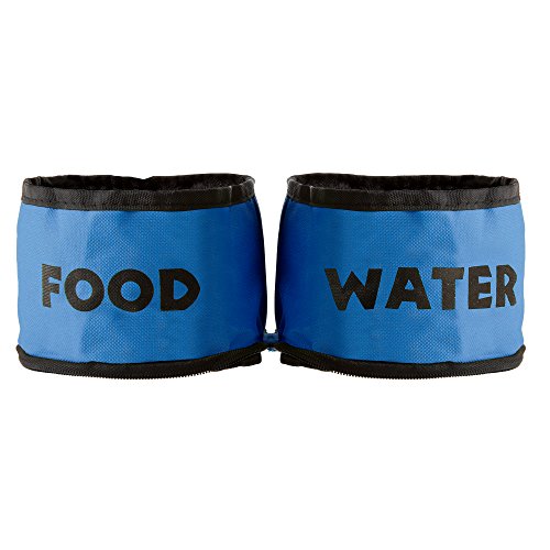 PETMAKER Collapsible Pet Bowls Collection - Portable Silicone Food and Water Dog Bowl Set, BPA and with Carabiner Clips for Travel- 2 Pack, 32oz Each Blue