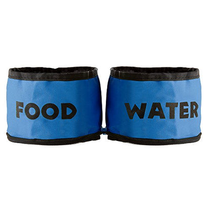 PETMAKER Collapsible Pet Bowls Collection - Portable Silicone Food and Water Dog Bowl Set, BPA and with Carabiner Clips for Travel- 2 Pack, 32oz Each Blue