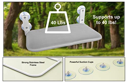 Family Safe Cordless Portable Foldable Cat Window Perch Hammock with Metal Frame, Strong Suction Cups, and 2 Fabric Covers for Indoor Cats - Large