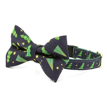 Ultra Joys Cat Collar - Breakaway with Bells, Bowtie & Christmas Tree Pattern - Small Kitten & Cat Collar - color: Christmas Tree-Bowtie Collar, size: Small