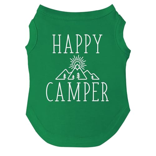 Happy Camping Dog Tee Shirt | Sleeveless Breeds | Summer | Outdoor Adventure | Travel | (Green, Small 278) - color: Green, size: Small (3-8 lbs)