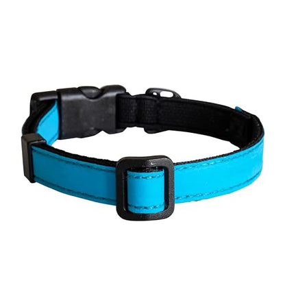 CatGoods Reflective Blue Stretch Cat Collar – Escape-Safe Alternative to Breakaway, Adjustable, Comfortable, ID and Bell Attachment - color: Light Blue