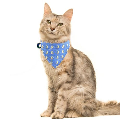 Lamphyface Cat Collar Breakaway with Cute Bow Tie Bandana and Bell Moon Accessories for Kitty Adjustable Safety - color: moon