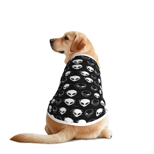 SWEET TANG Cooling Dog Summer T-Shirt Trippy Aliens Black and White, Quick Dry Breathable Mesh Outfits for Medium Large Dogs Puppy, XX-Large - color: Pattern (191), size: XX-Large
