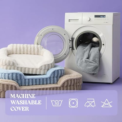 LE SURE Cute Dog Beds Large Sized Dog, Orthopedic Waterproof Large Pet Bed with Sides, High Back Non-Slip Bottom and Egg-Crate Foam Pet Couch Sofa with Washable Removable Cover, Beige - color: Beige, size: 35.0"l X 25.0"w X 7"th