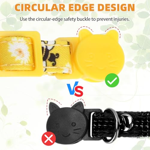 KOOLTAIL Summer Cat Collar Breakaway with Bowtie and Bells, 2 Pack Cute Kitten Collars, Butterfly & Bee Design with Safety Buckle Adjustable for Small Large Cats Boys & Girls - color: Butterfly & Bee