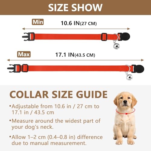 Scarlet Dog Bell Collar 2 Pack Cat Collar Adjustable 10.6 to 17.1 Inches - color: Scarlet