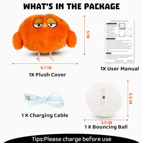 Interactive Dog Toys Rechargeable Moving Puppy Toys to Keep Them Busy, Touch Activated Puppy Toys, Puppy Dog Birthday Gifts, Electric Plush Entertainment Toy for Small & Medium Dogs - color: Orange Chicken
