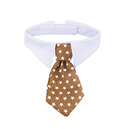 ZTON Bowtie for Little Puppy, Handcrafted Adjustable Formal Collar Neck Tie for Dogs & Cats (S, Coffee Star) - color: Coffee Star, size: S