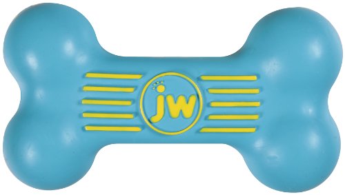 JW iSqueak Bone Durable Natural Rubber Dog Toy (Assorted Colors)
