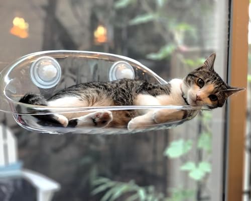 Felt Cat Window Perch - Strong Suction Cup Hammock, Easy Installation, and Comfortable Design for All Cat Sizes (Clear, One Size) - color: Clear