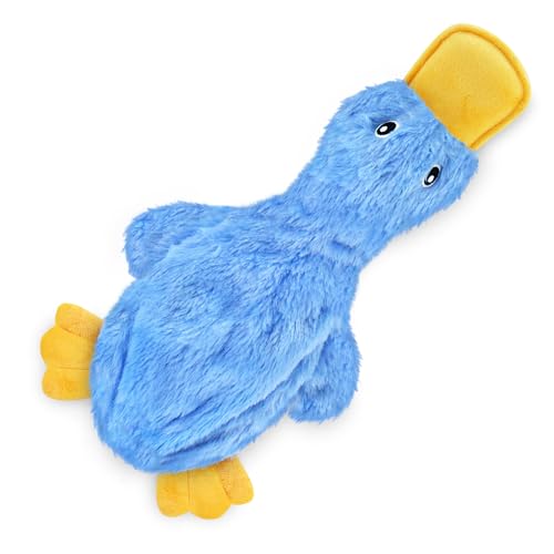 Best Pet Supplies Interactive Squeaky Dog Chew Toy, Ideal Dog Toys for Chewers, Small, Medium & Large Dogs, and Fetch Lovers - Crinkle Duck (Blue), Large - color: Crinkle Duck (Blue), size: Large
