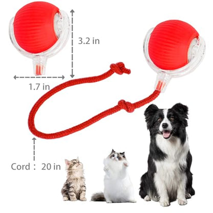 KumCinn Interactive Dog Ball for Small Medium Dogs, Automatic Self Moving Cat Toys Ball for Indoor Cats, 360° Rolling Electric Pet Ball, Fast Smart Motion Activated Toy (Red) - color: Red